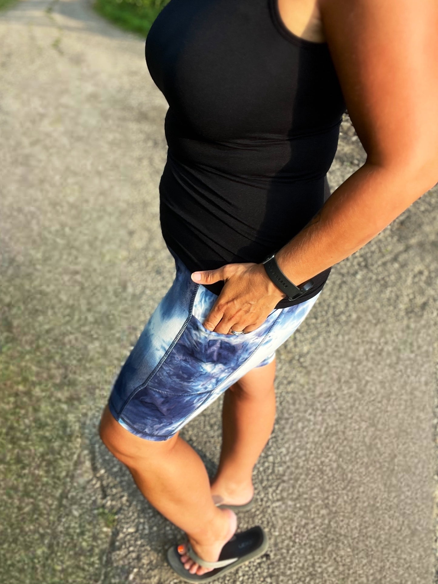 Marble Tie Dye Print Biker Shorts