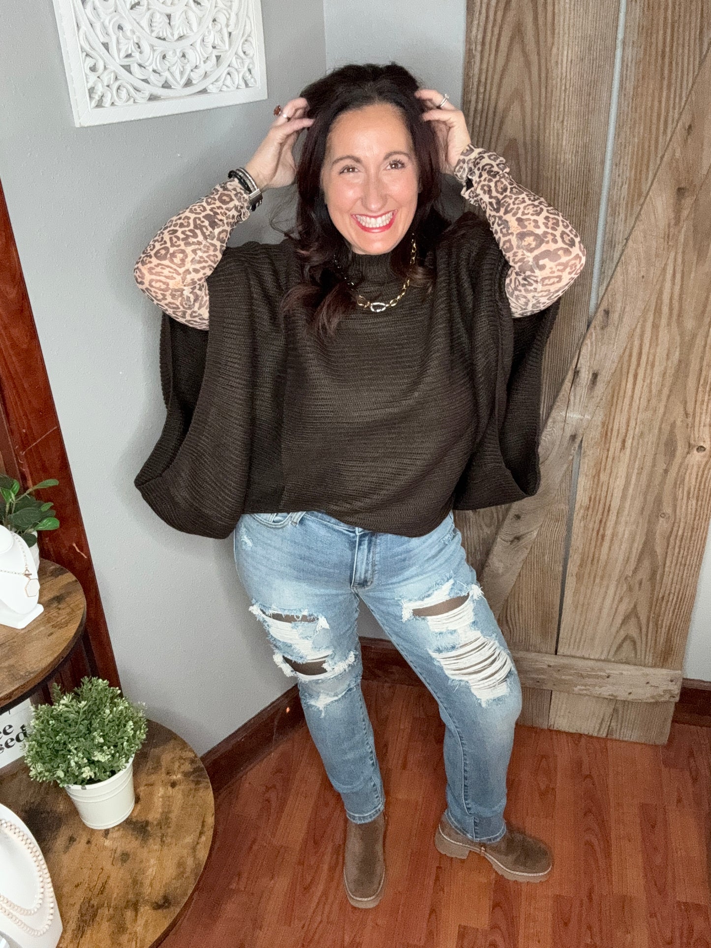 Leopard Mesh Top