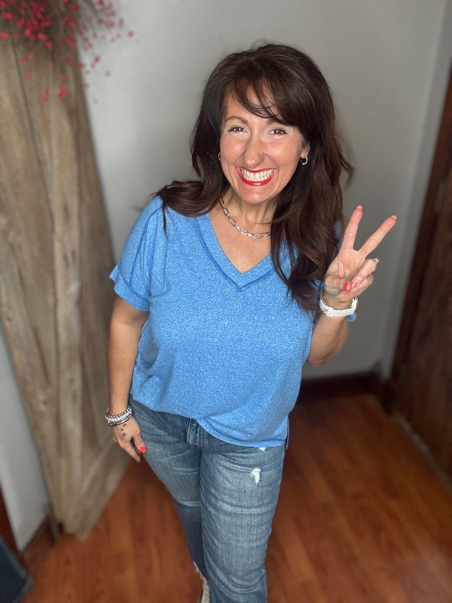 The Luxe V Top- Ocean Blue