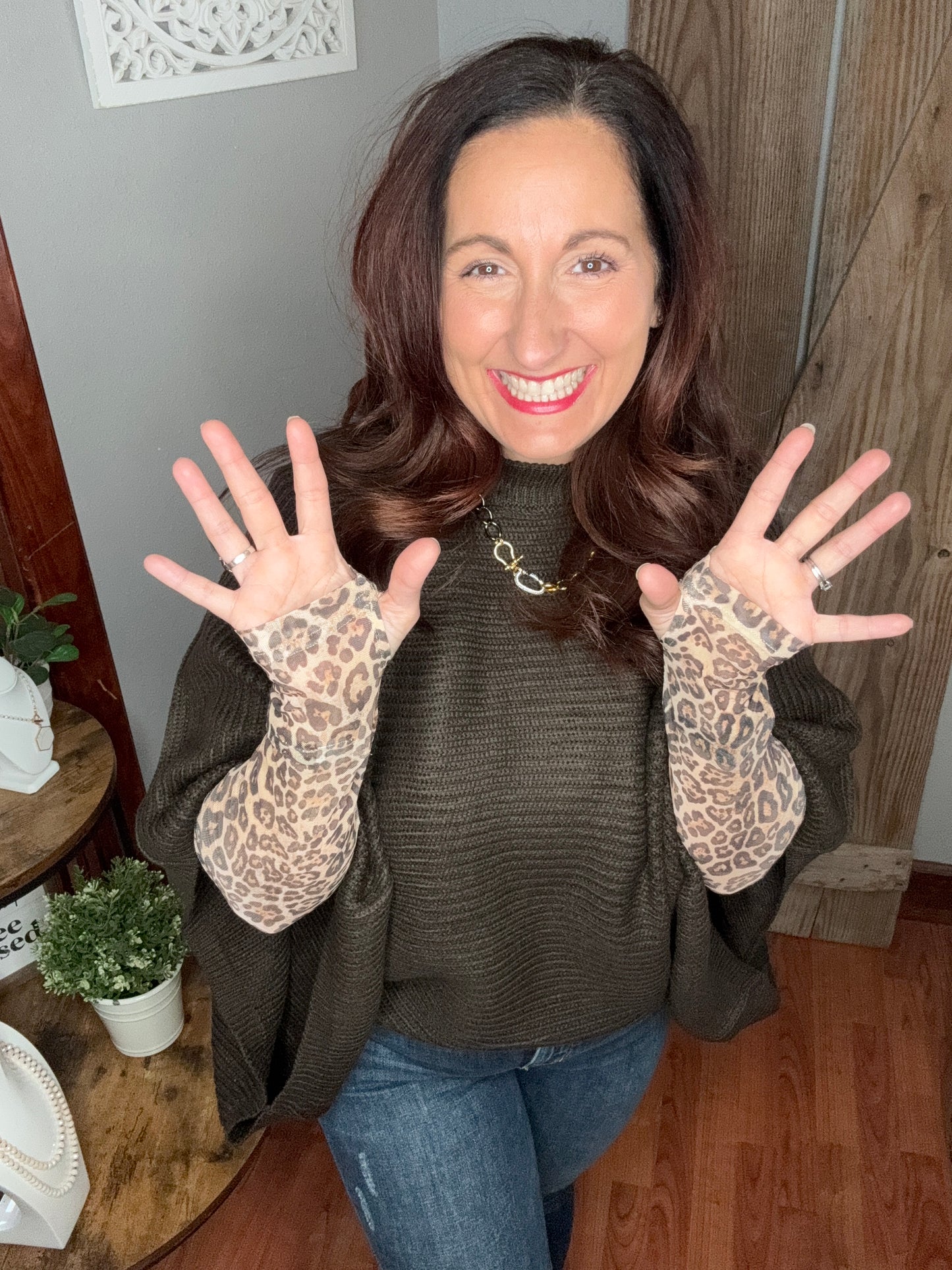 Leopard Mesh Top