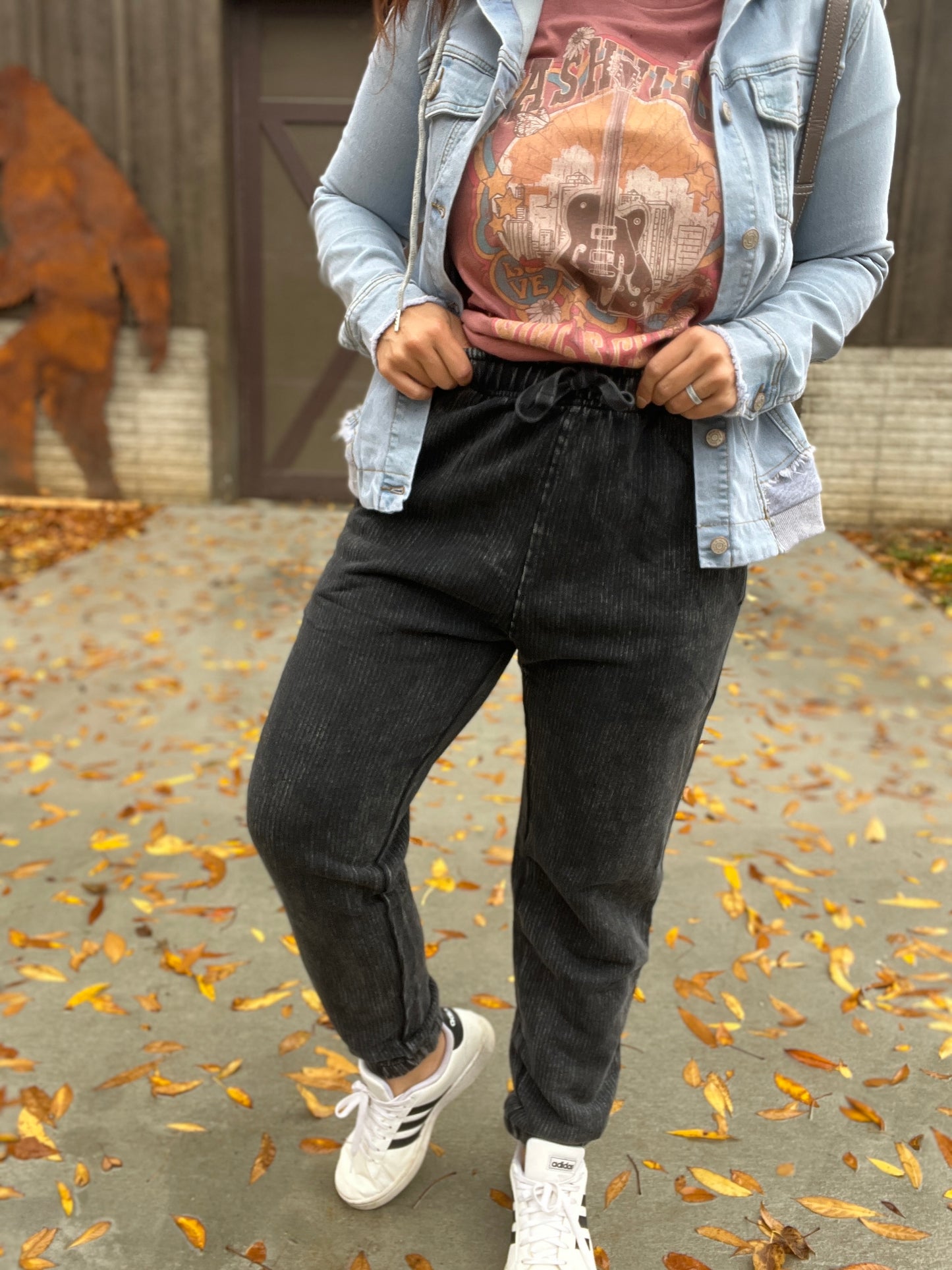 Mineral Wash Ribbed Joggers