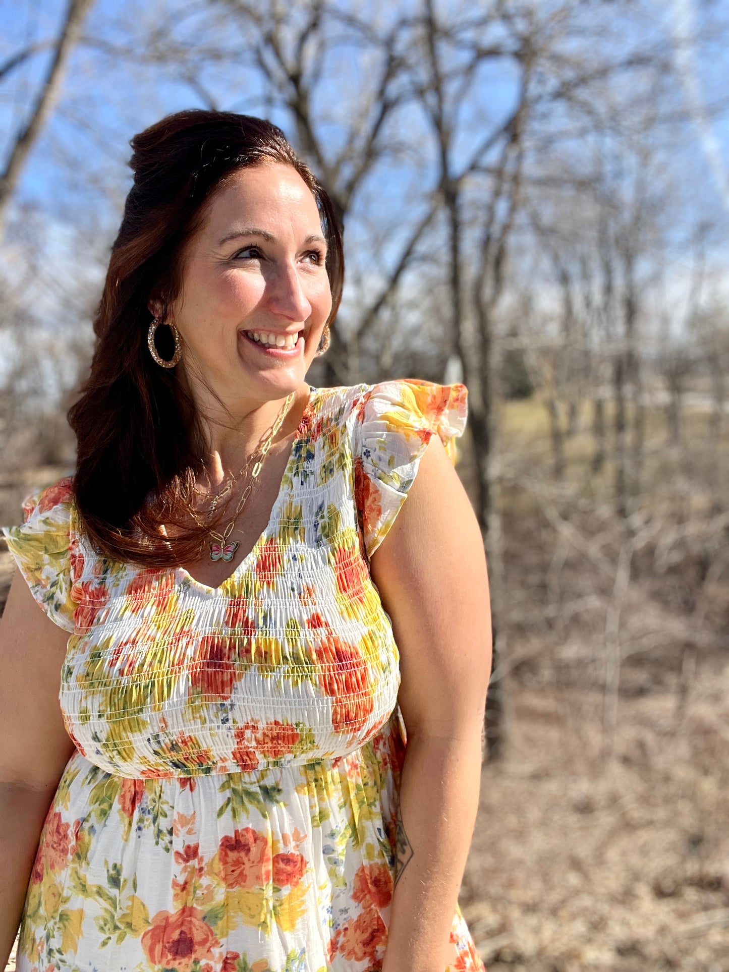 Floral Flutter Midi Dress