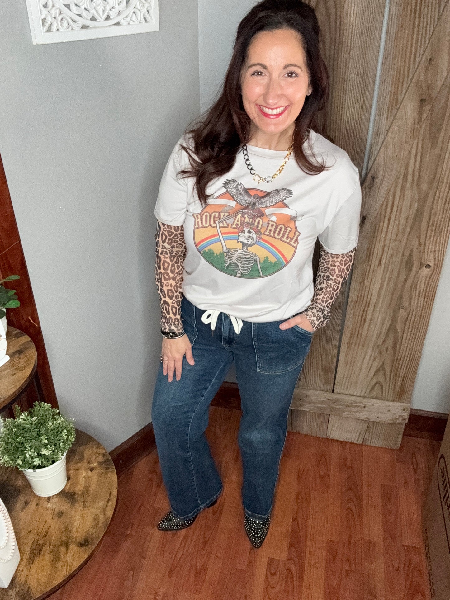Leopard Mesh Top