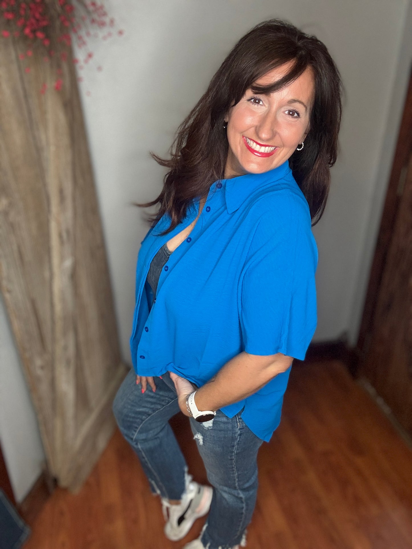 The Easy Breezy Top- Ocean Blue