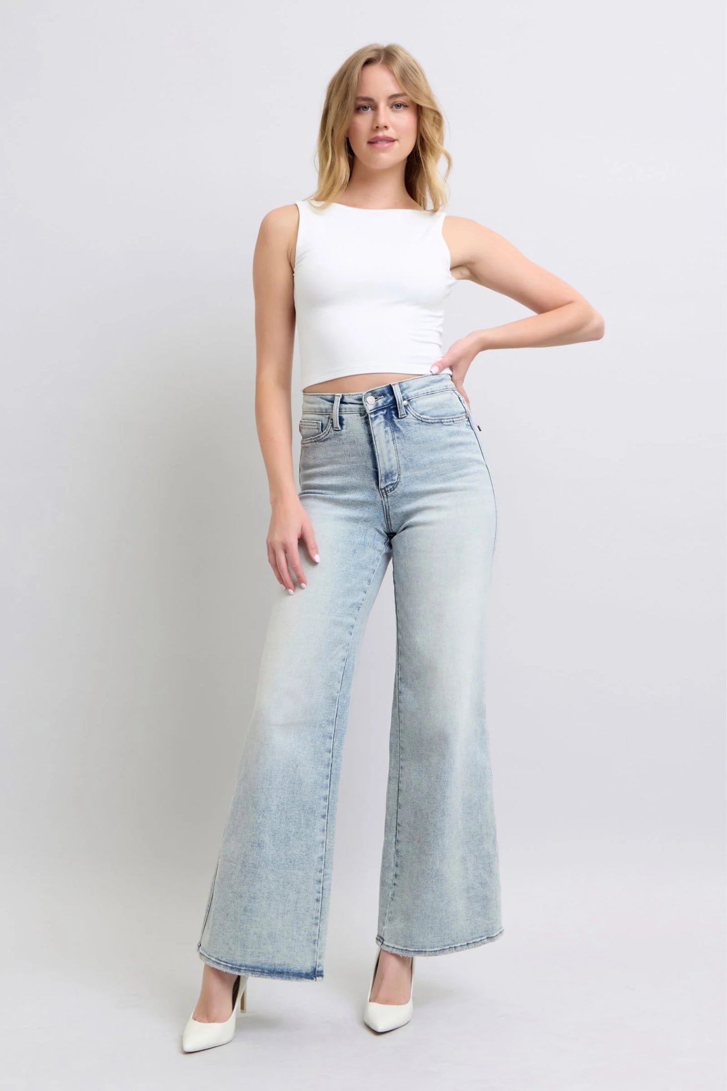 Judy Blue Tummy Control Retro Wide Leg Jeans
