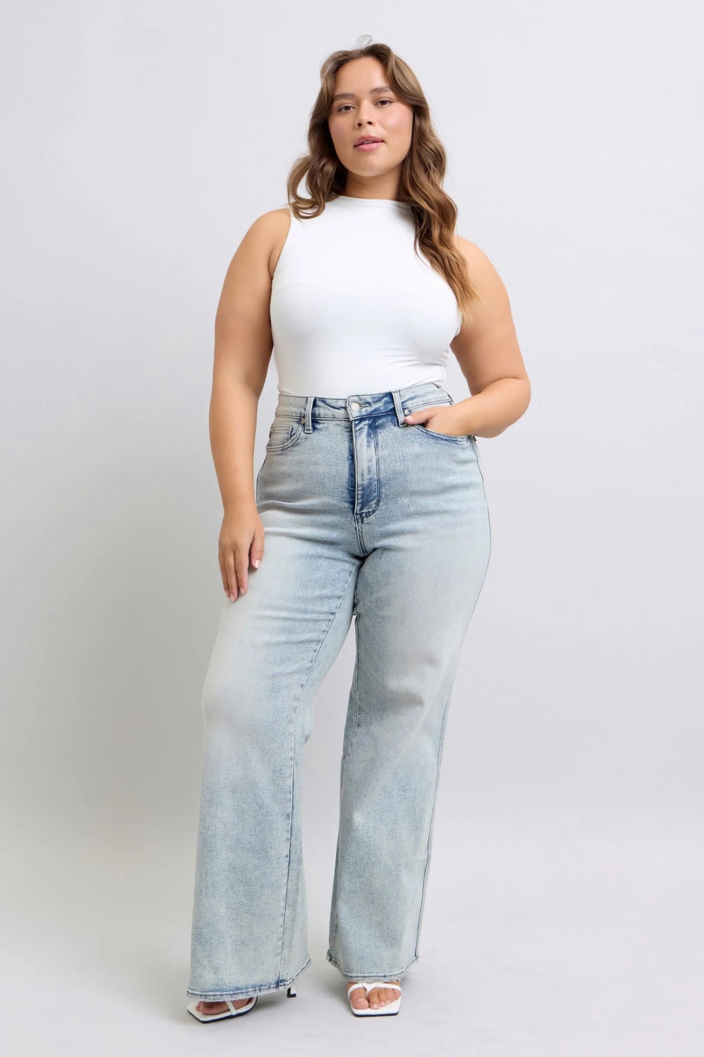 Judy Blue Tummy Control Retro Wide Leg Jeans