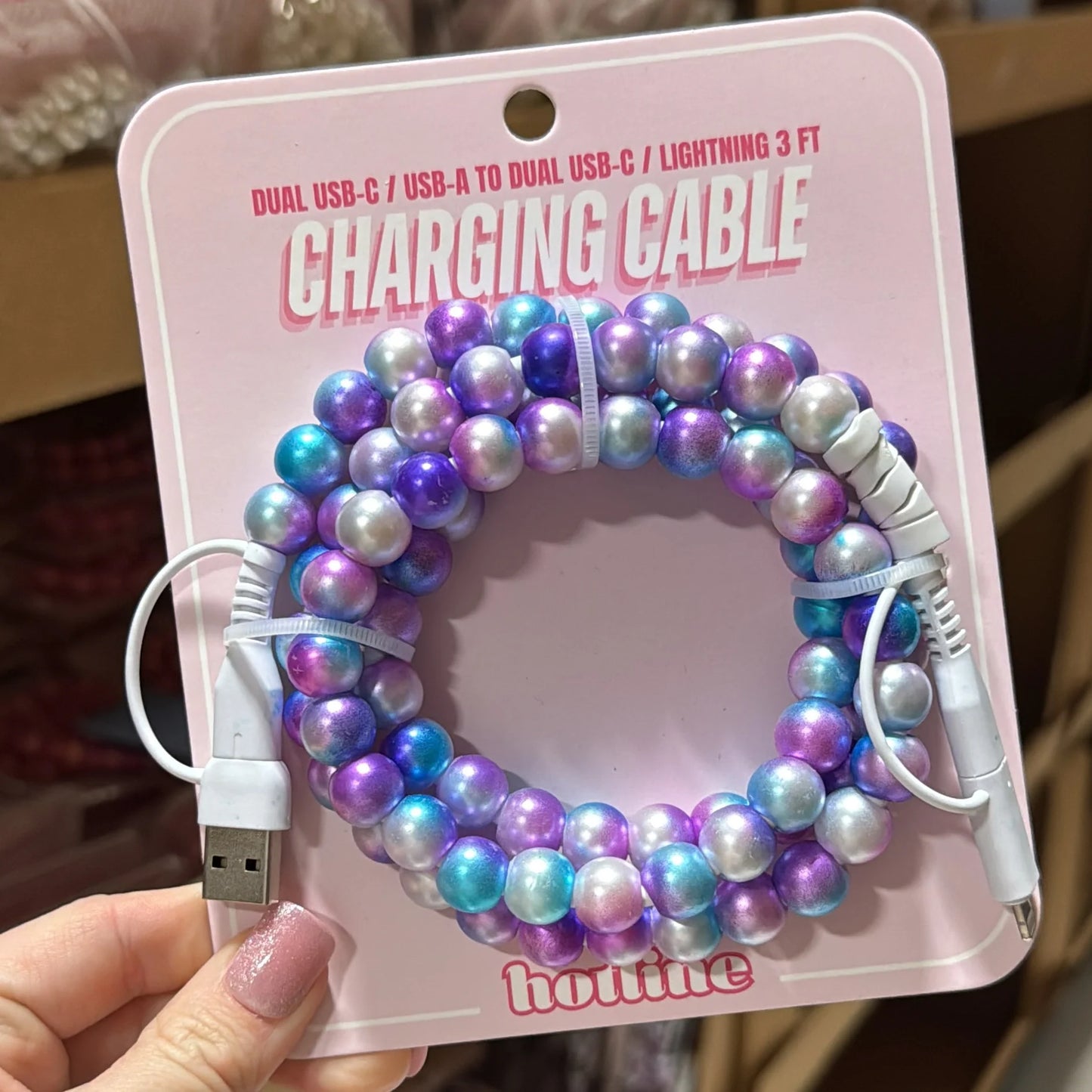 4 in 1 Charging Cable Purple Tie Dye