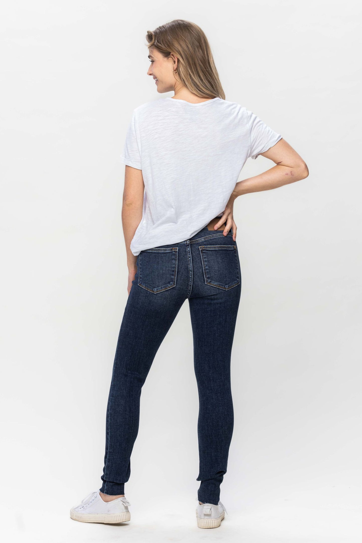 Judy Blue Mid Rise Vintage Raw Hem Skinny