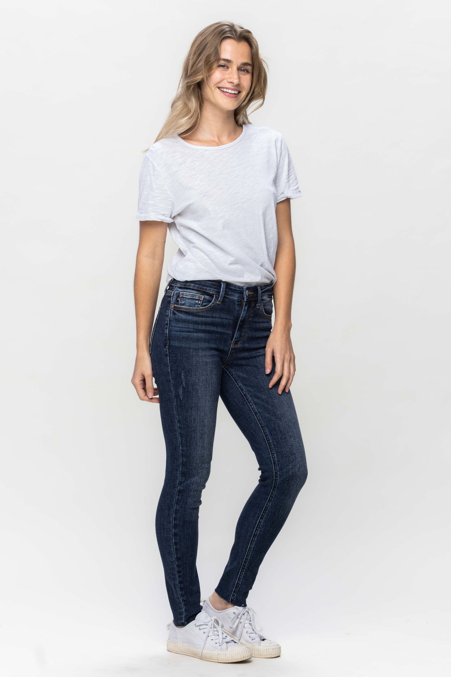 Judy Blue Mid Rise Vintage Raw Hem Skinny