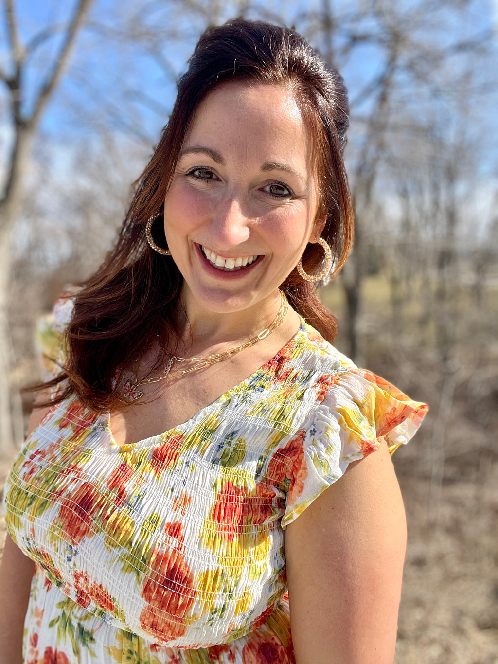 Floral Flutter Midi Dress