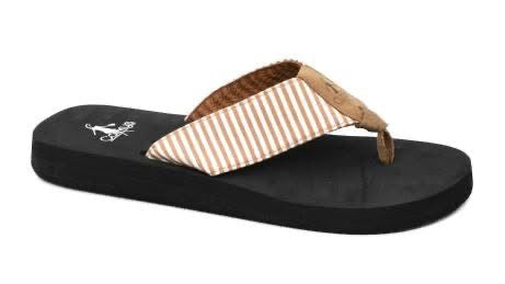 Summer Break Tan/White Stripe Flip Flops