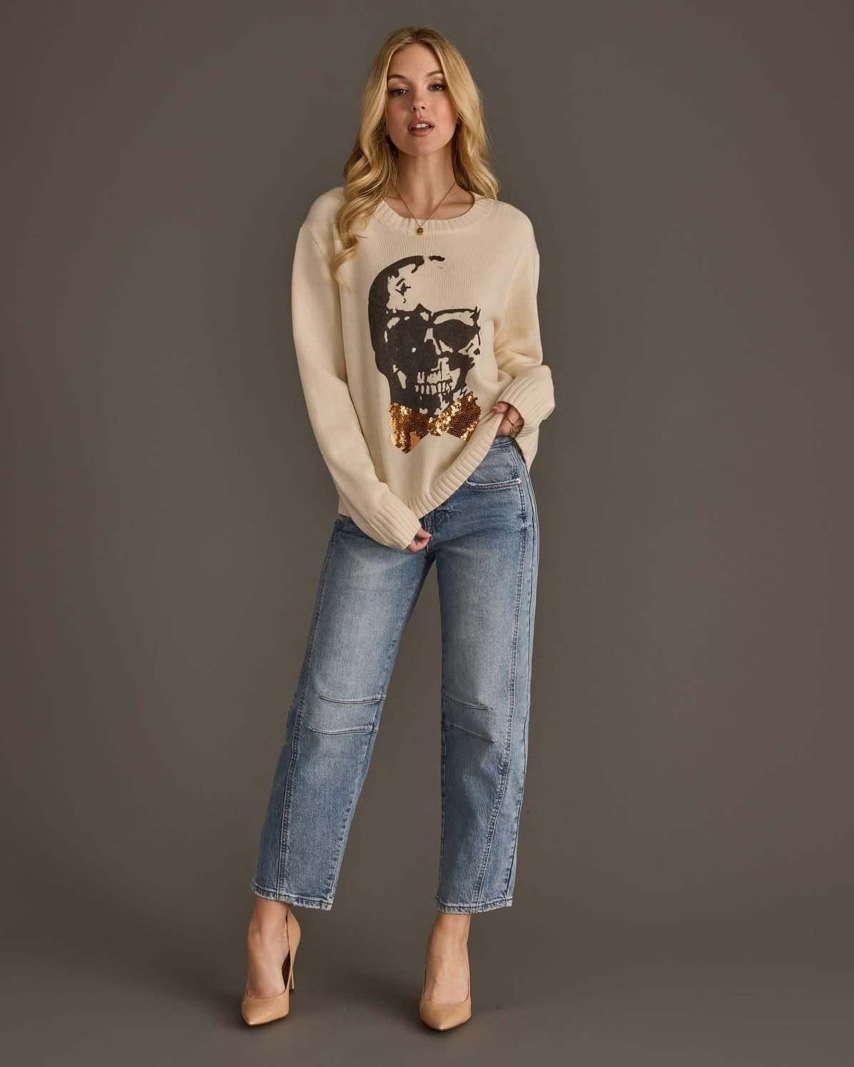 Dressed to Thrill Sequin Bow Sweater