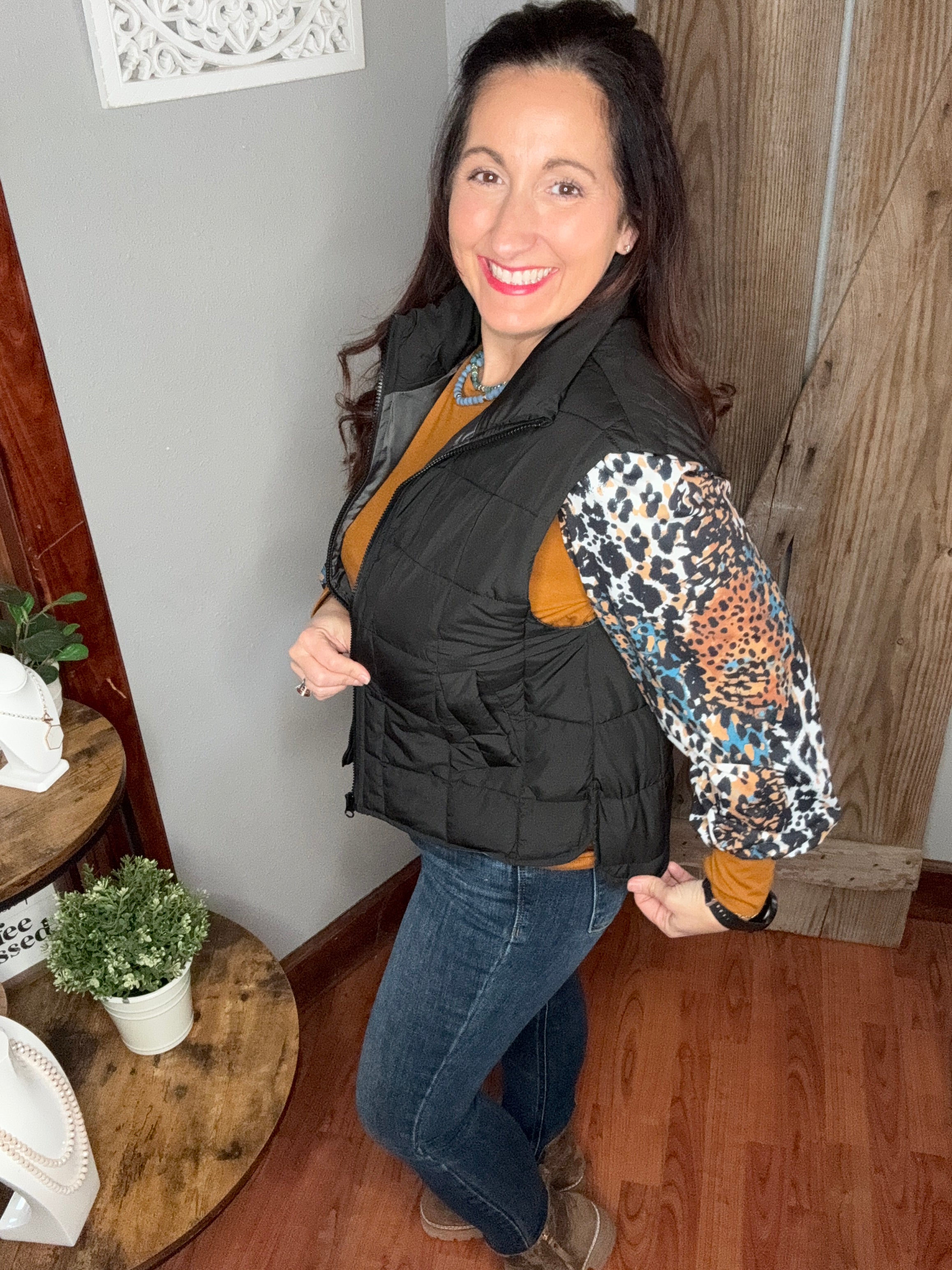 Chic Puffer Vest Black