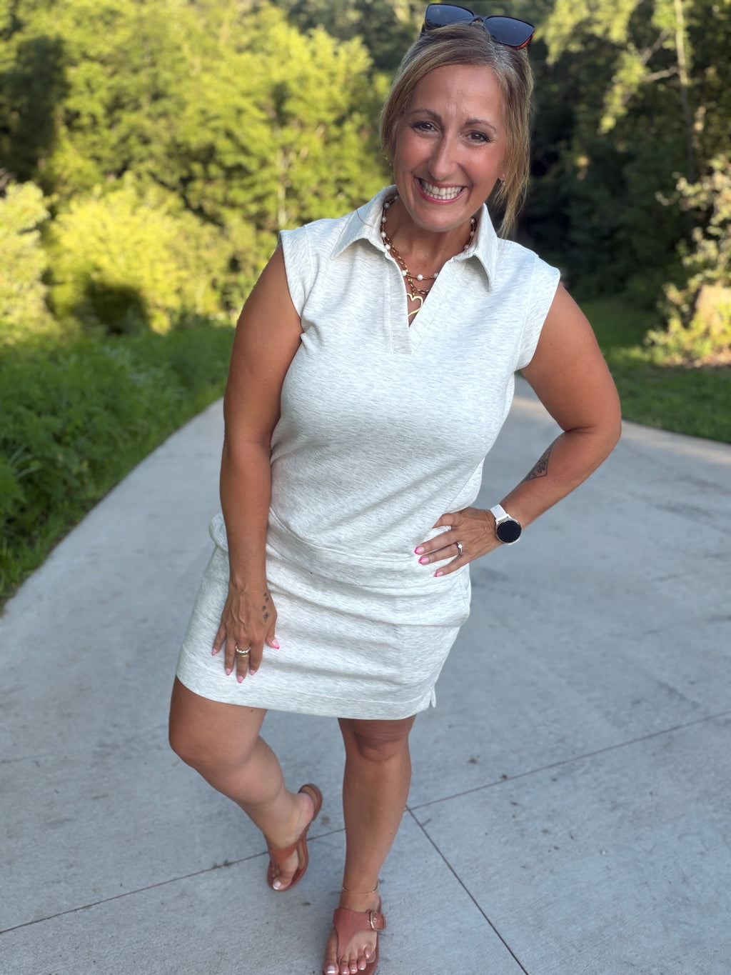 Luxe Collar Tank - Heathered Neutral