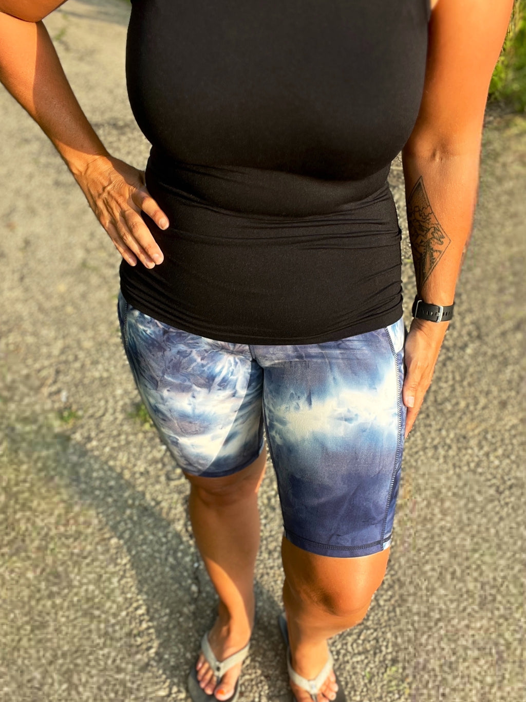 Marble Tie Dye Print Biker Shorts