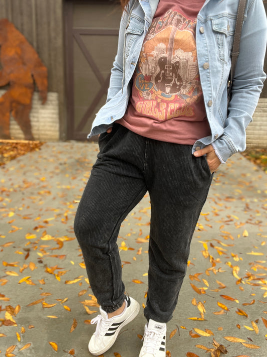 Mineral Wash Ribbed Joggers
