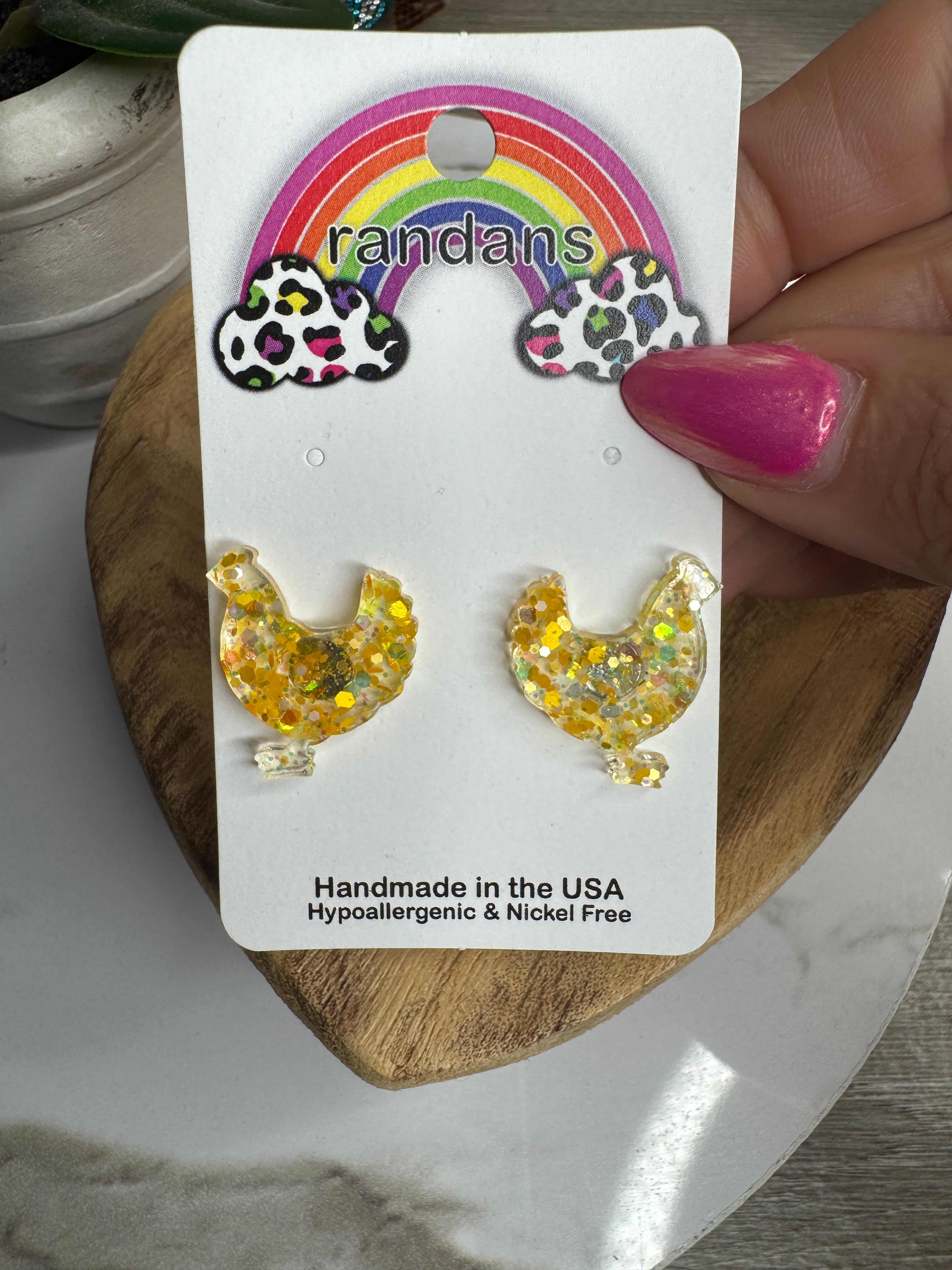 Glitter Cluck Studs