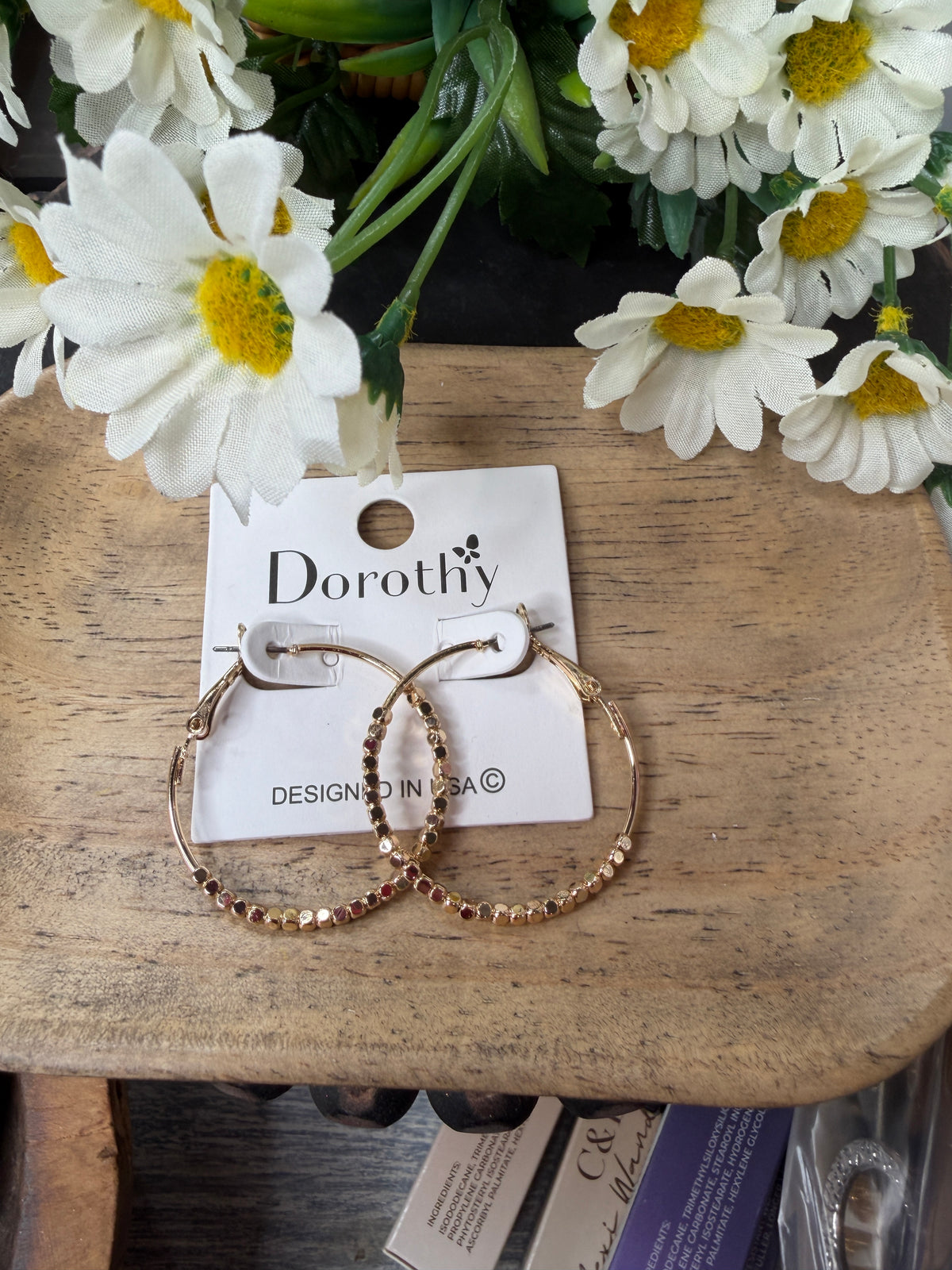 Golden Beaded Hoops