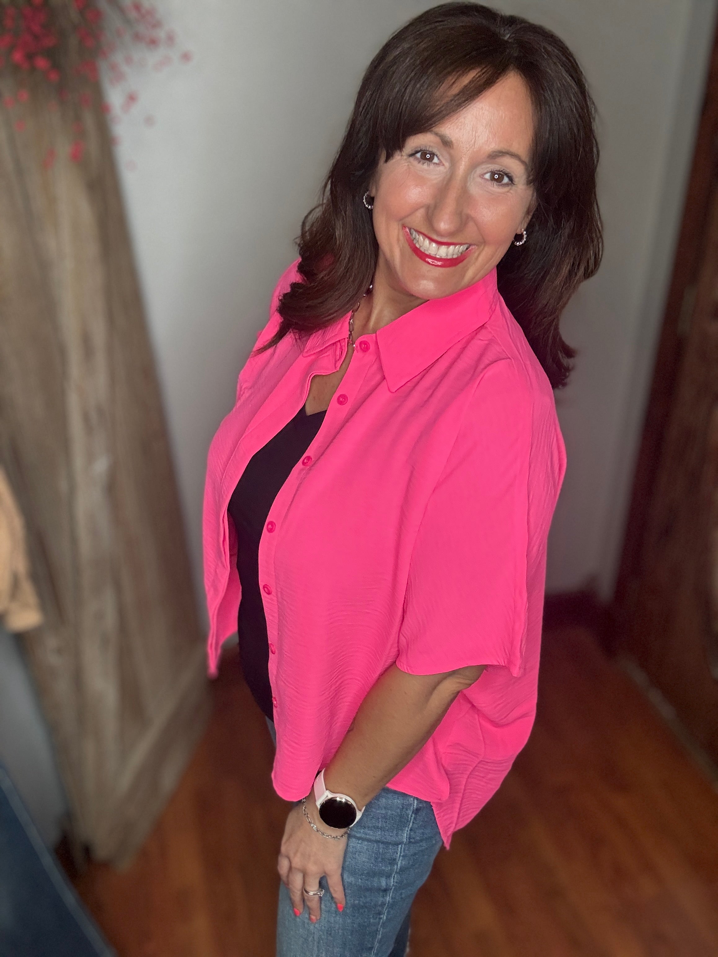 The Easy Breezy Top- Fuschia