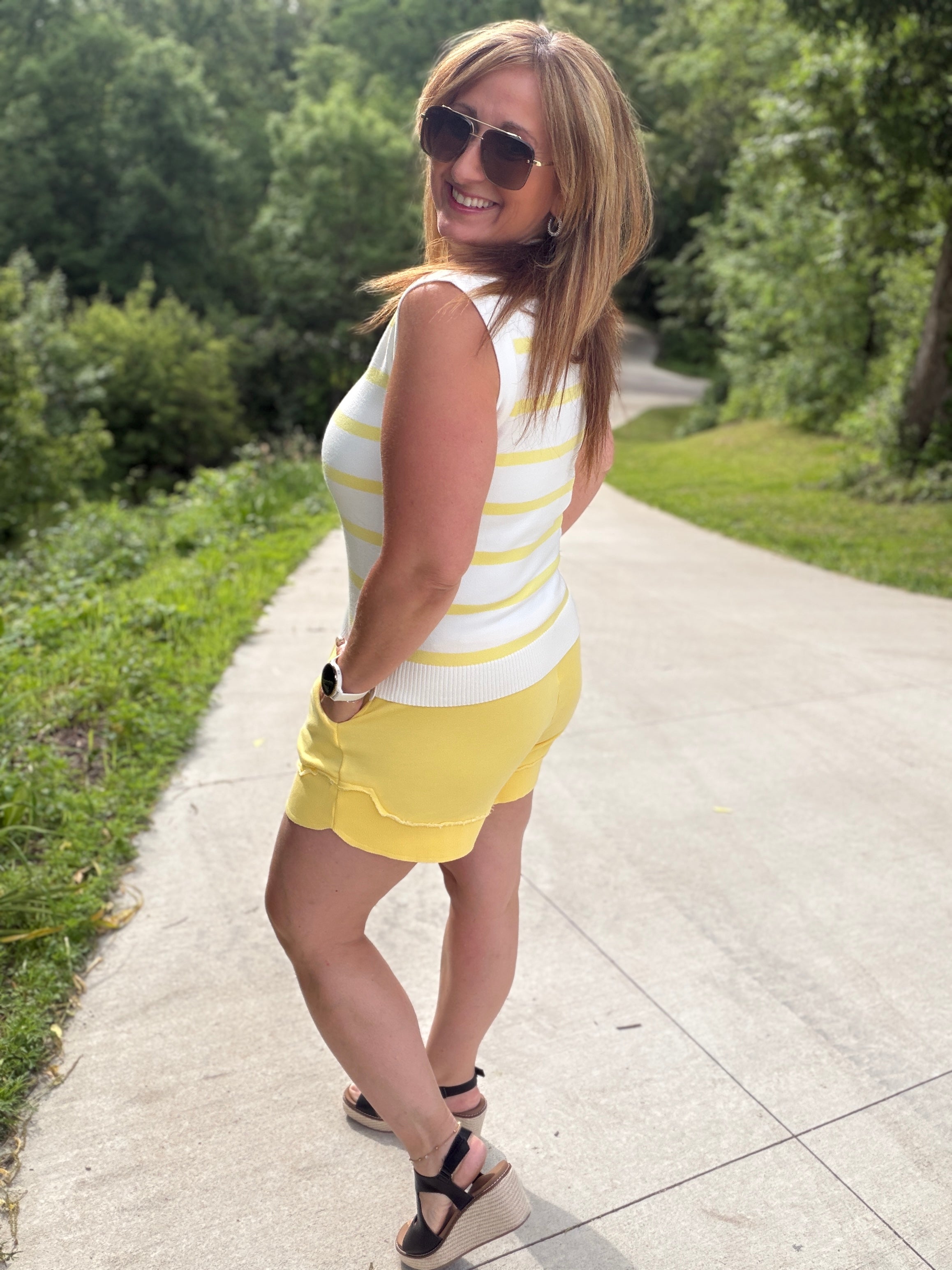 Lucy Striped Button Down Tank