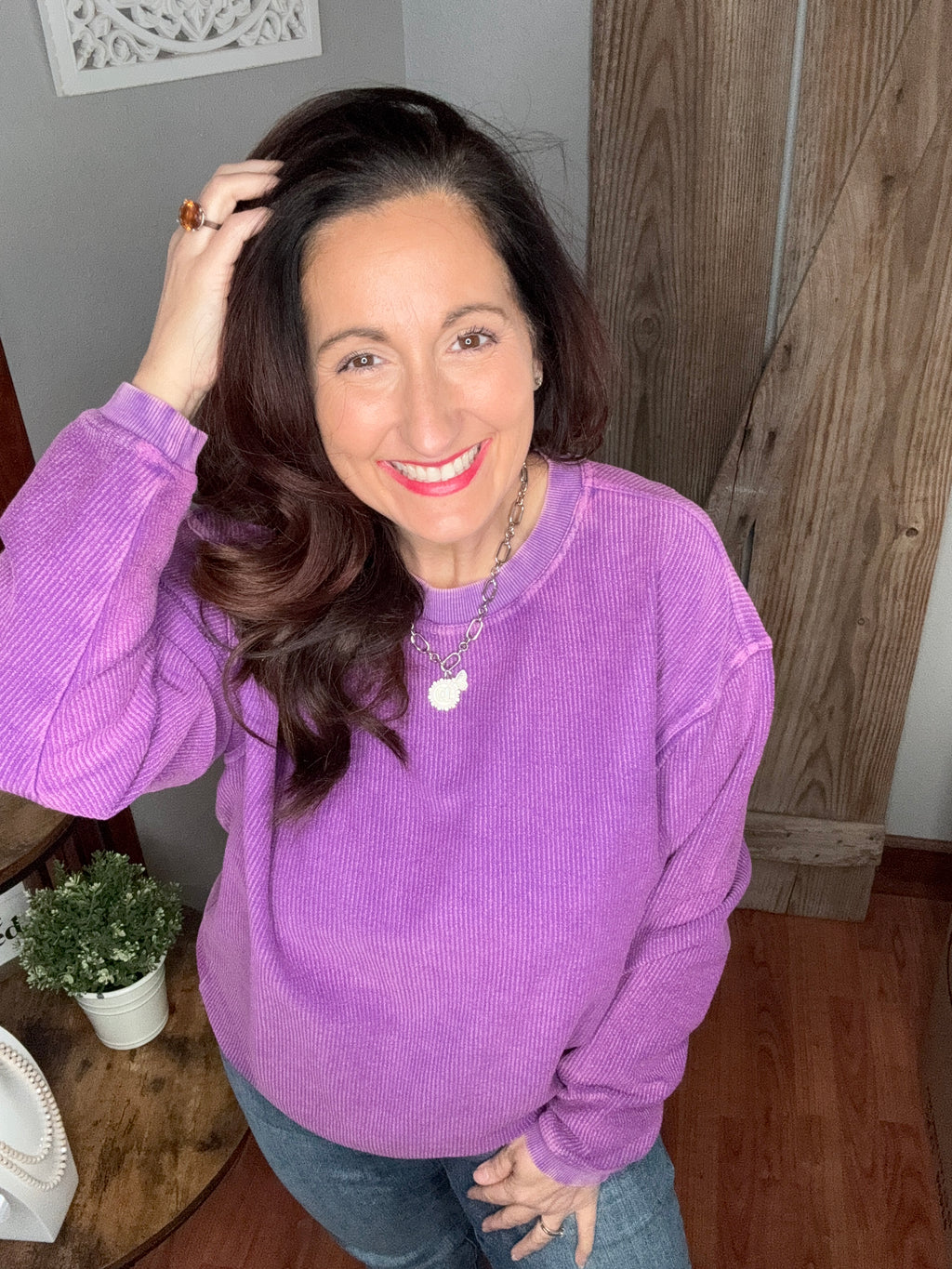 Purple Luxe Cord Sweatshirt