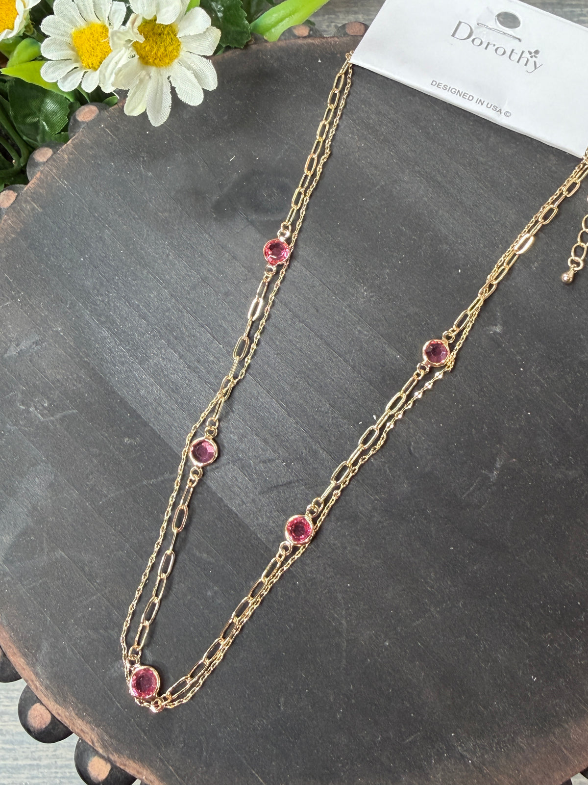Rosy Glow Layered Necklace