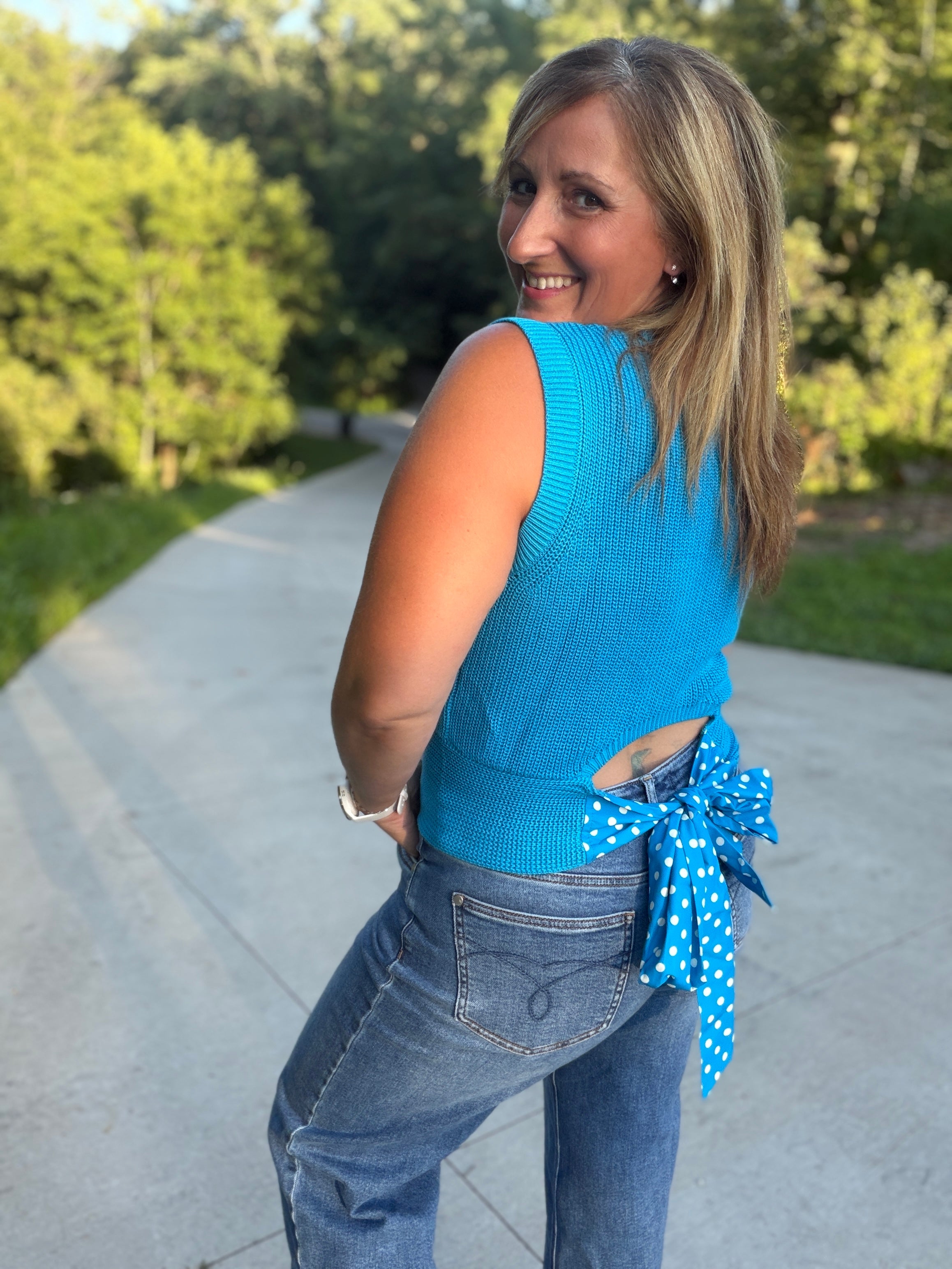 Blue Skies Bow Knit Tank