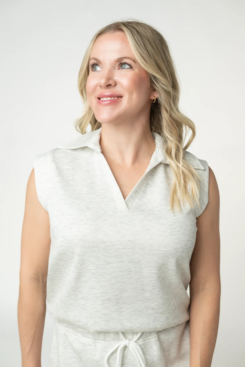 Luxe Collar Tank - Heathered Neutral