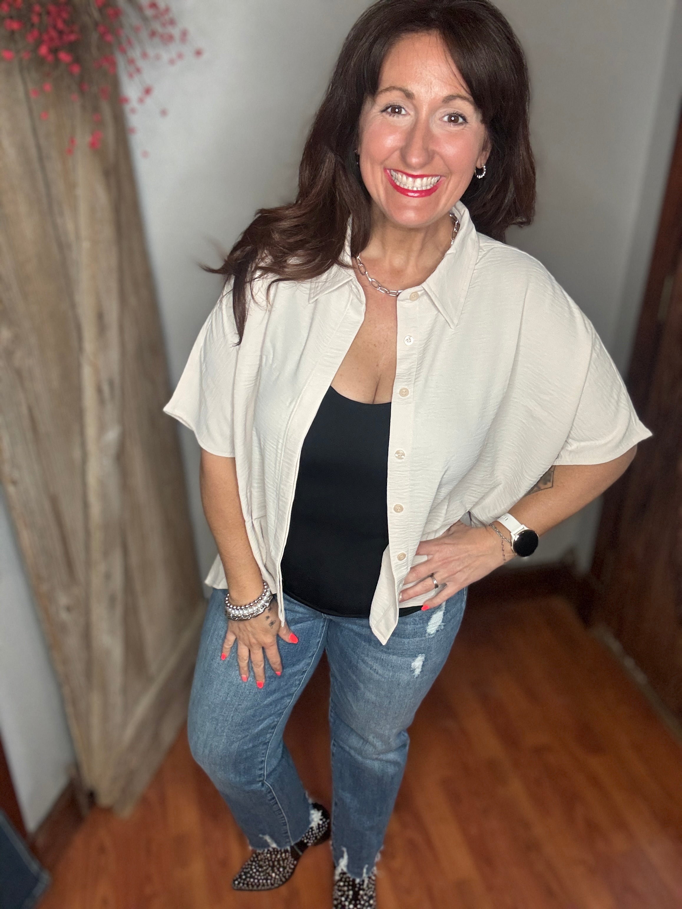 The Easy Breezy Top- Sand Beige