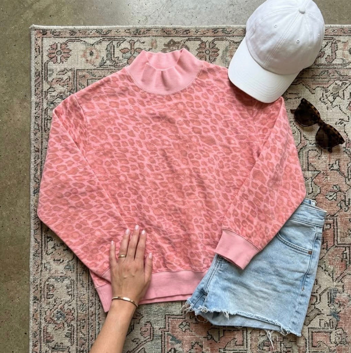 Pretty in Pink Leopard Mock Neck