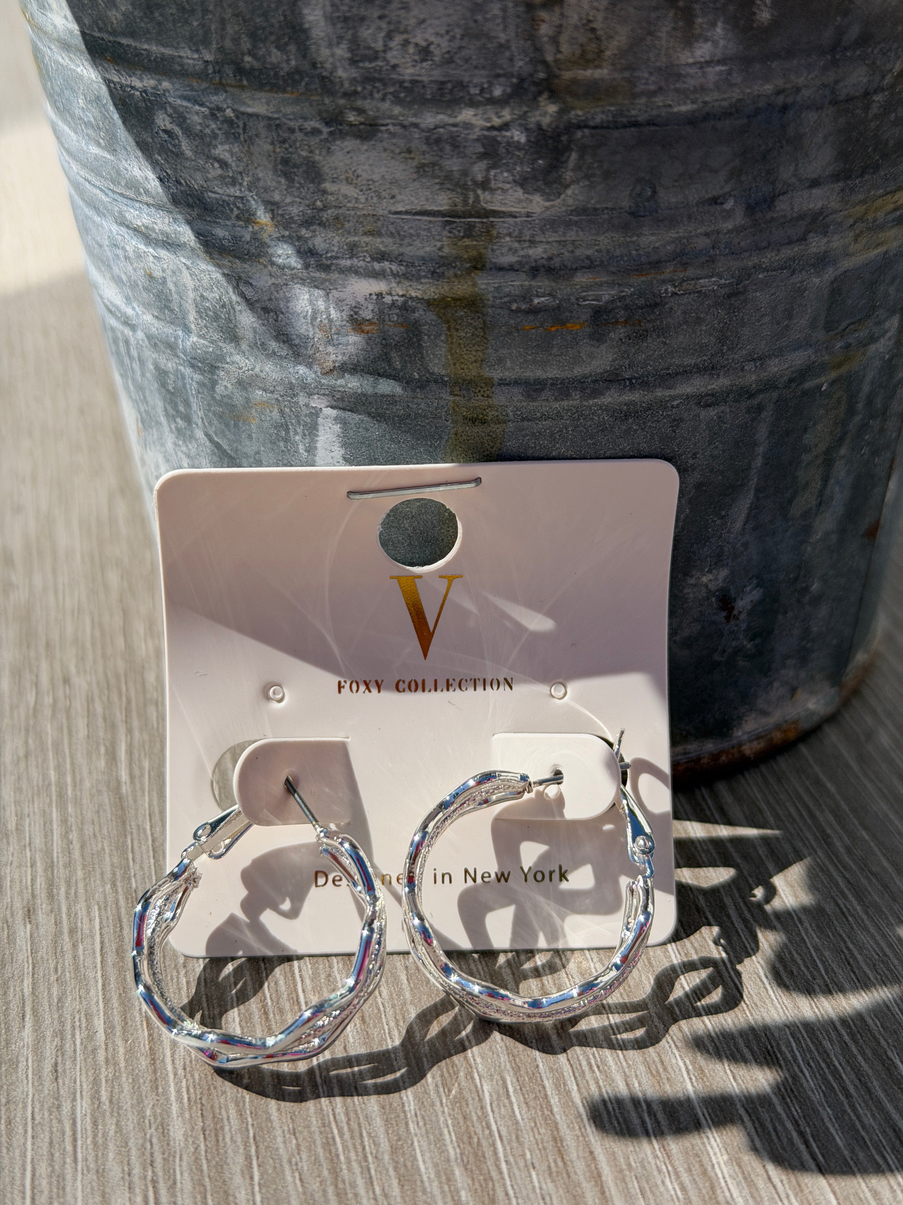 Silver Frosted Hoops