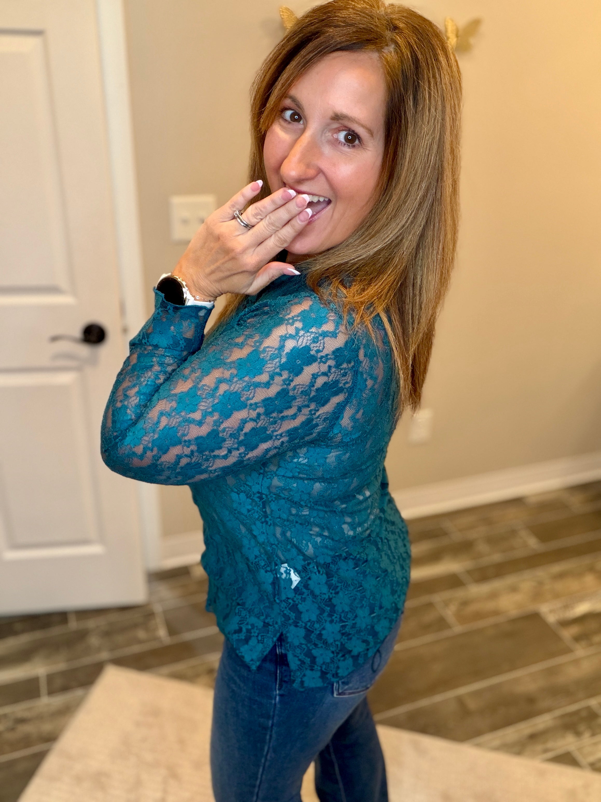 Teal Temptation Lace Top