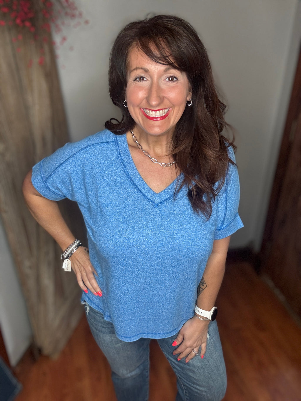 The Luxe V Top- Ocean Blue