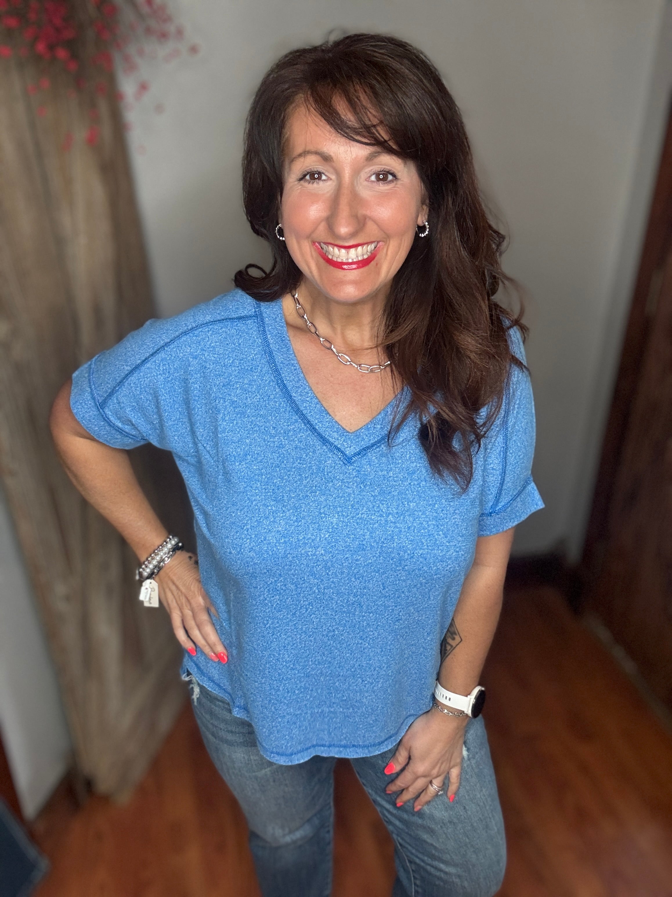 The Luxe V Top- Ocean Blue