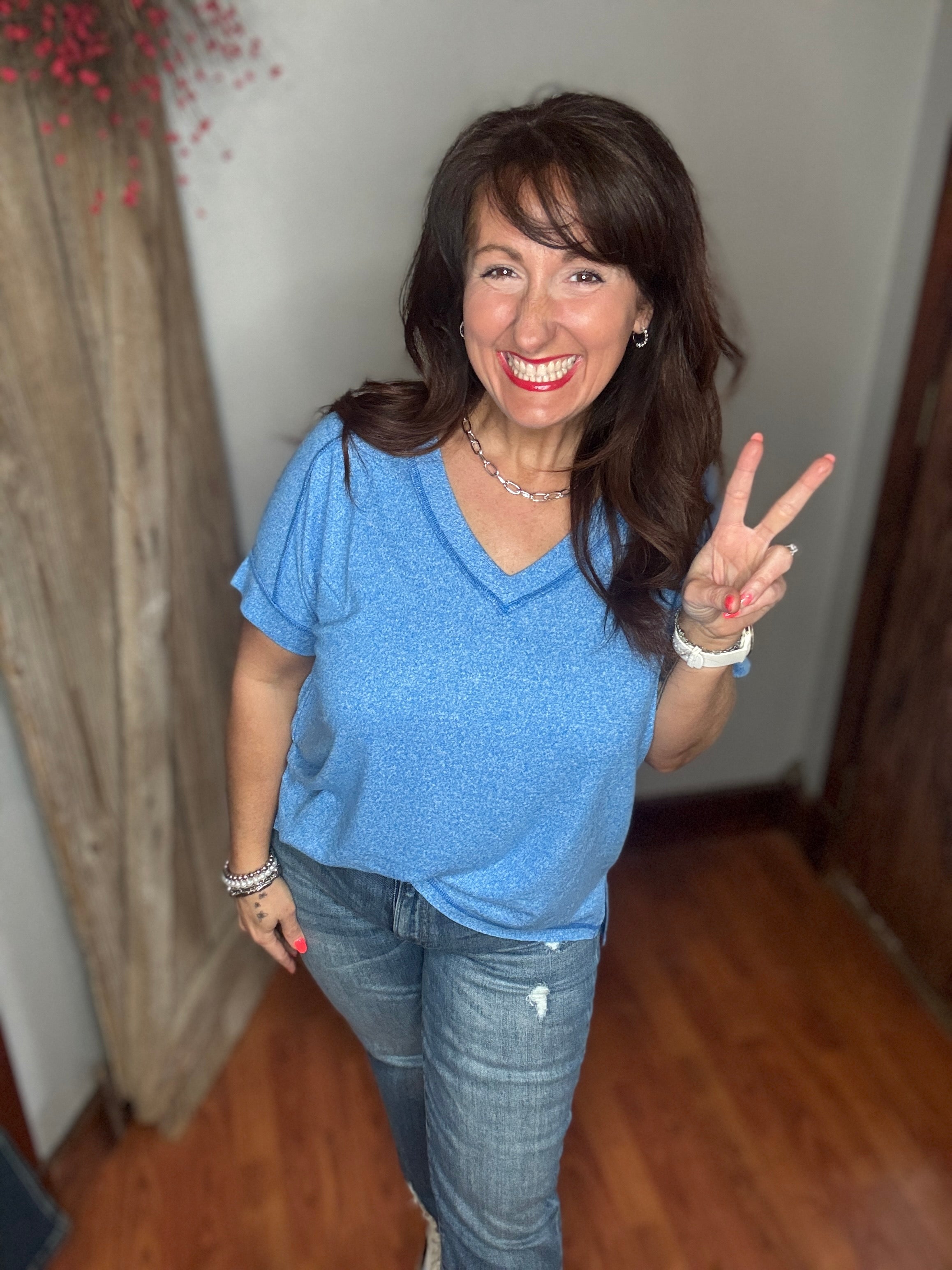 The Luxe V Top- Ocean Blue