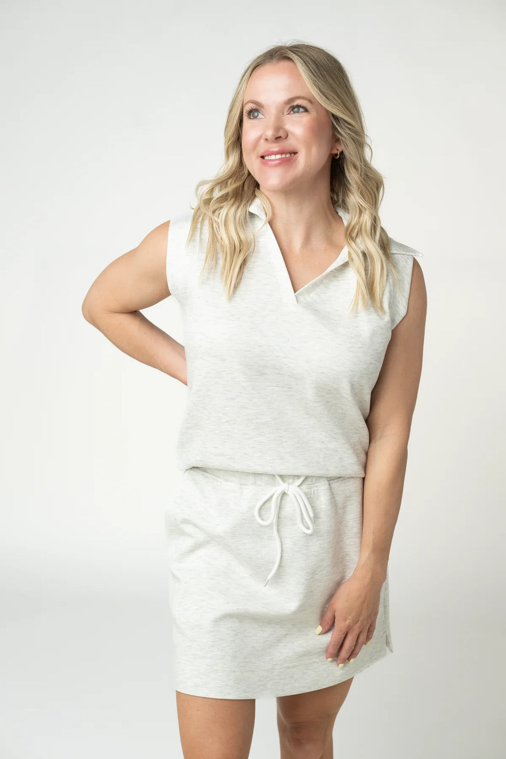 Luxe Collar Tank - Heathered Neutral