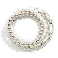 Pearl and Pig Nose Chain Bracelet Set