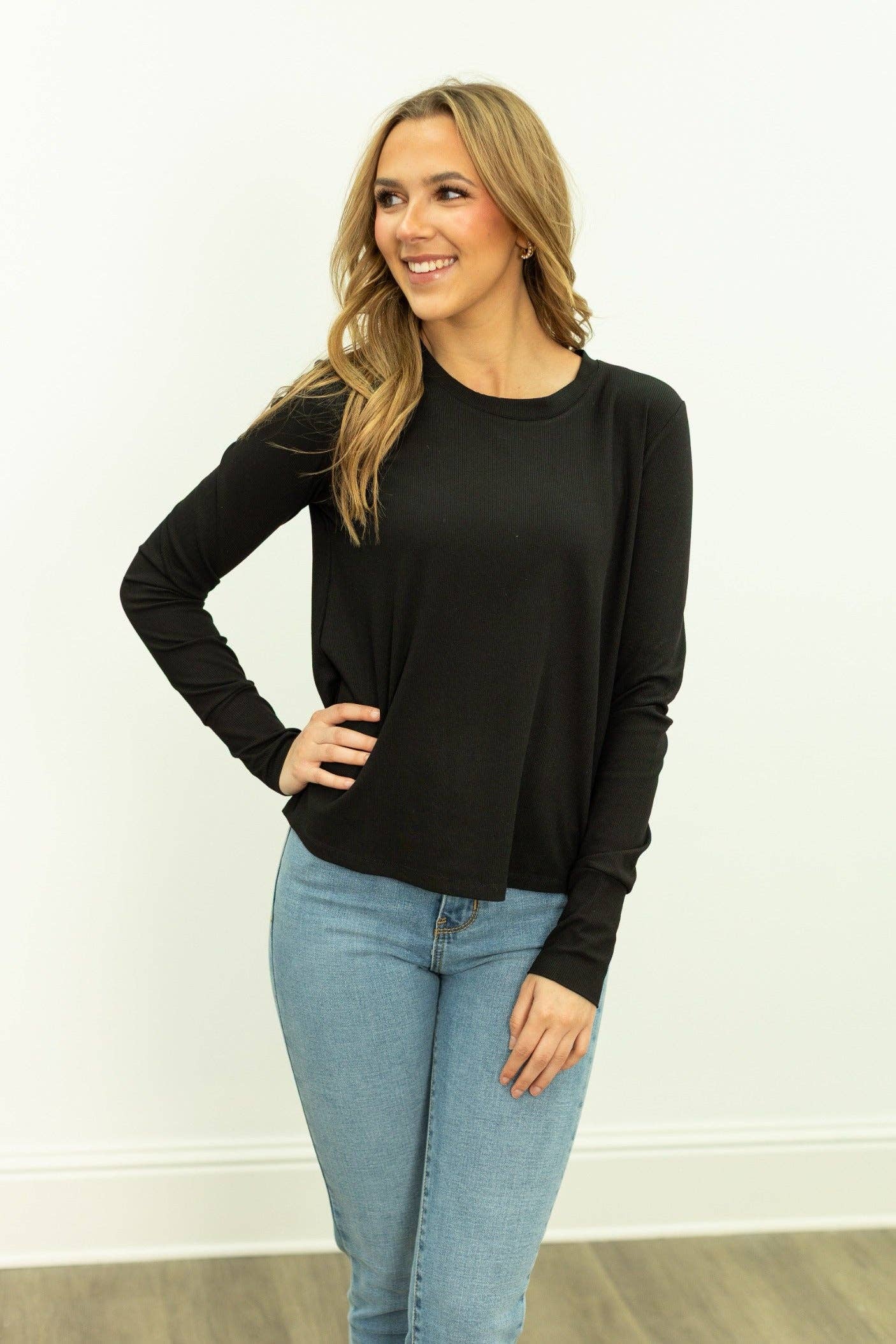 Essential Ribbed Black Top