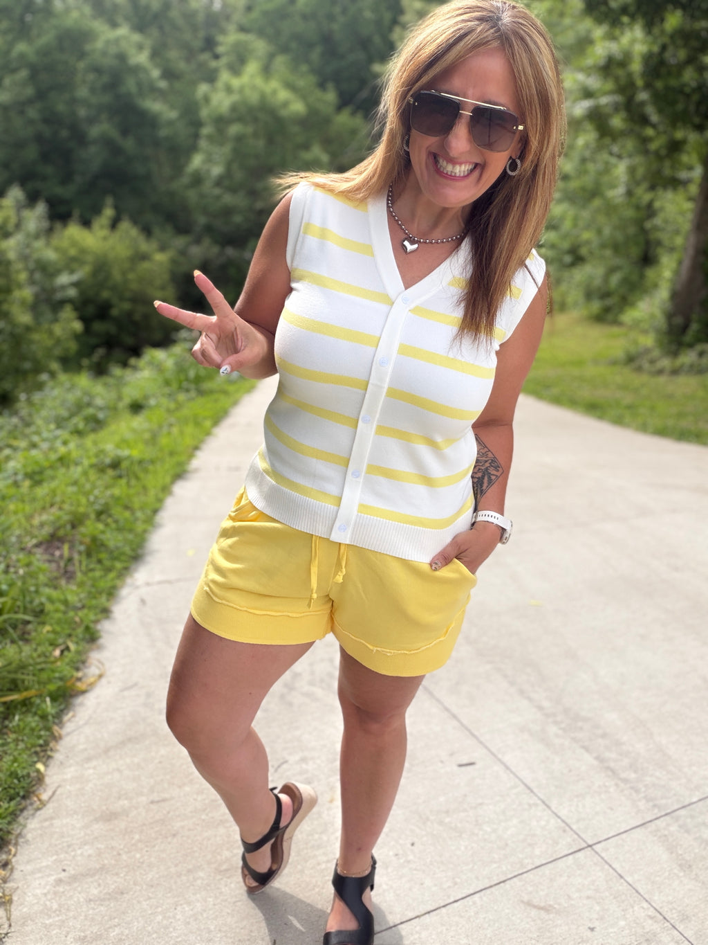 Lucy Striped Button Down Tank