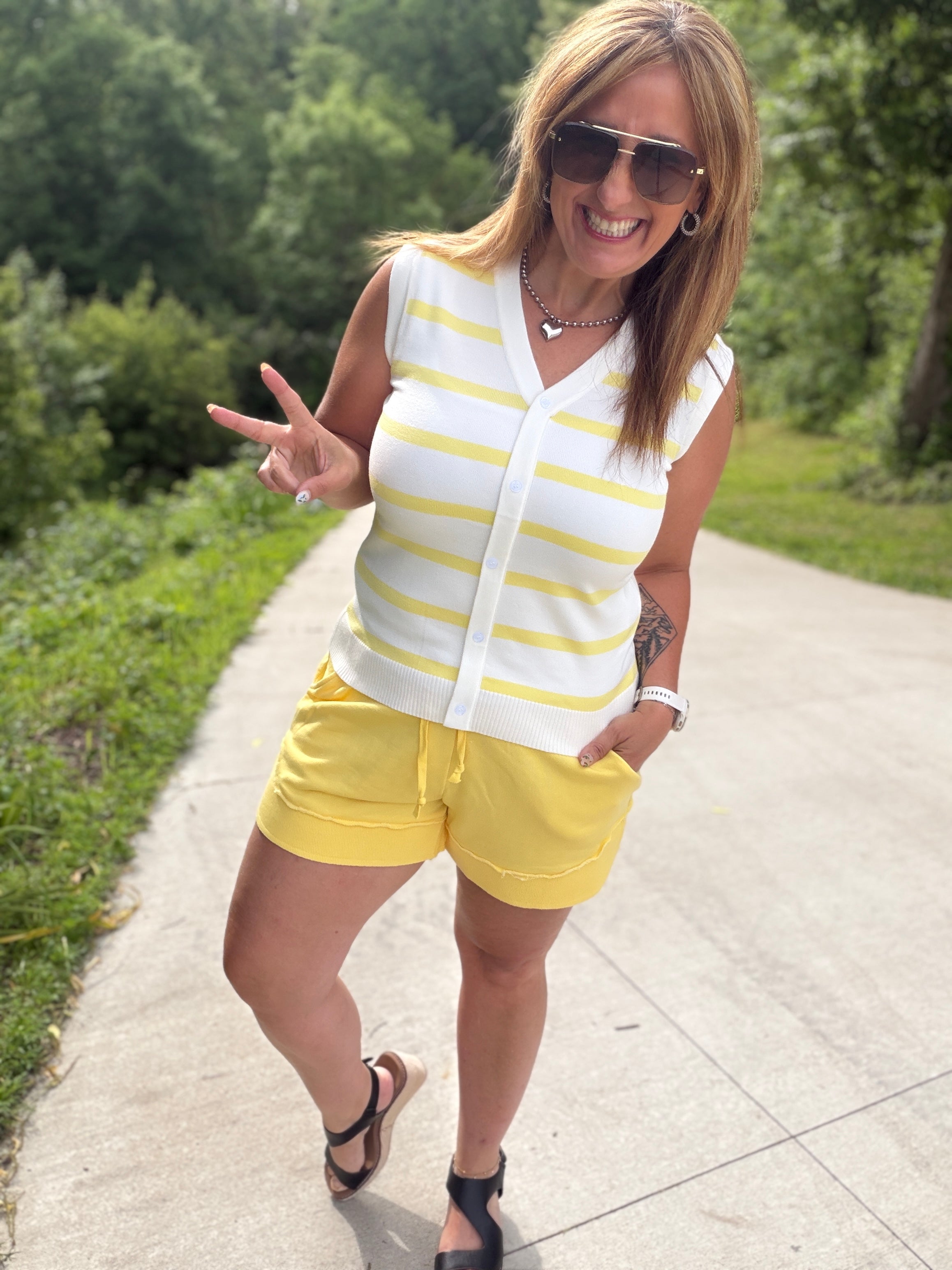 Lucy Striped Button Down Tank