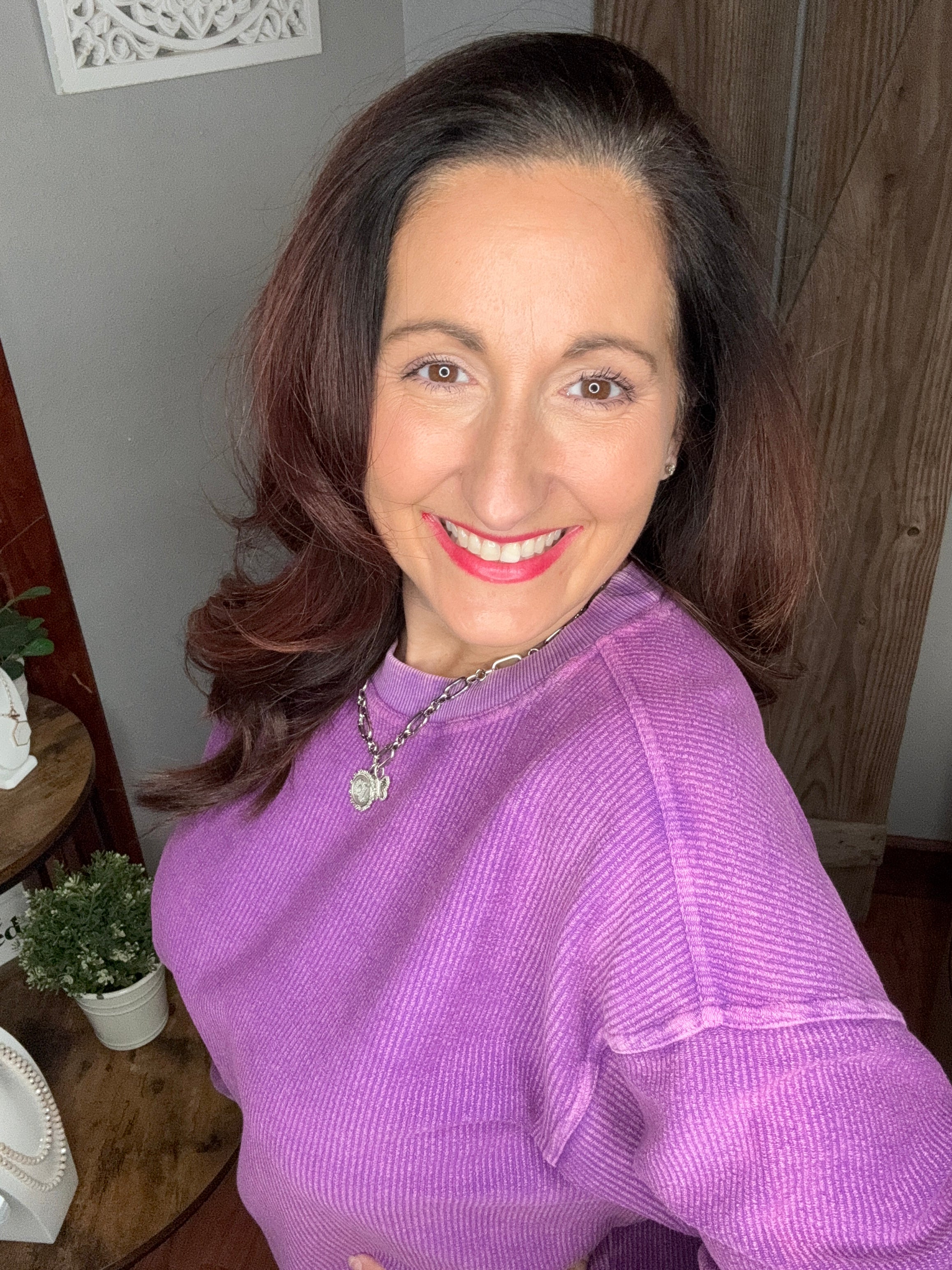 Purple Luxe Cord Sweatshirt