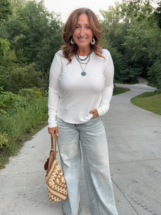 Essential Ribbed Ivory Top