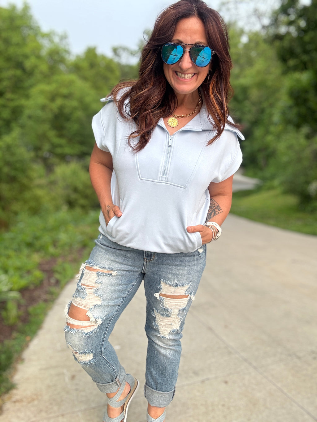 Zip Into Summer Funnel Pullover