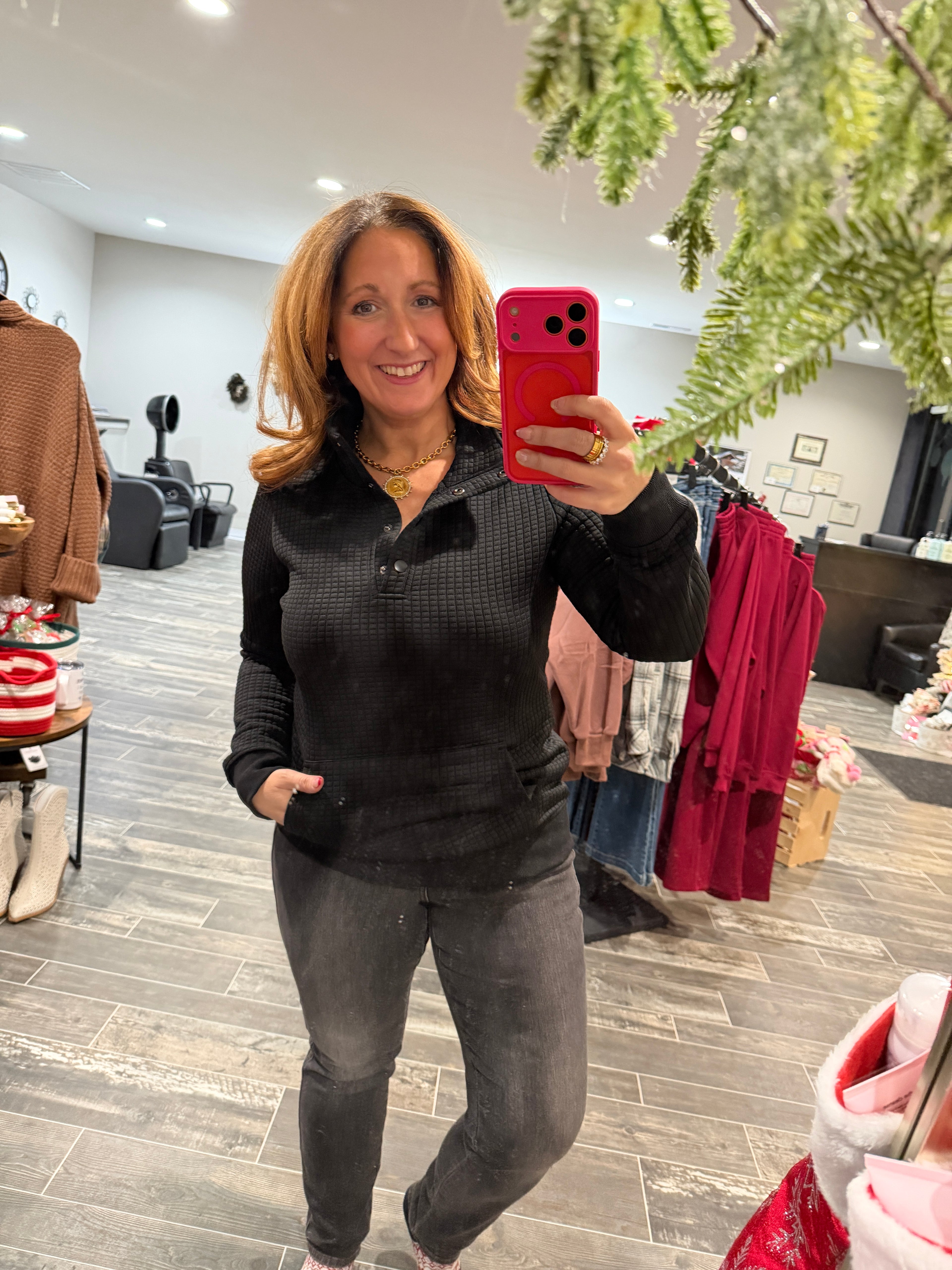 Whitley Waffle Snap Pullover