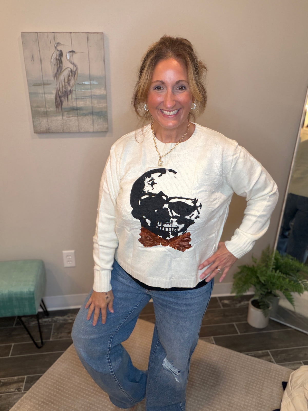 Dressed to Thrill Sequin Bow Sweater