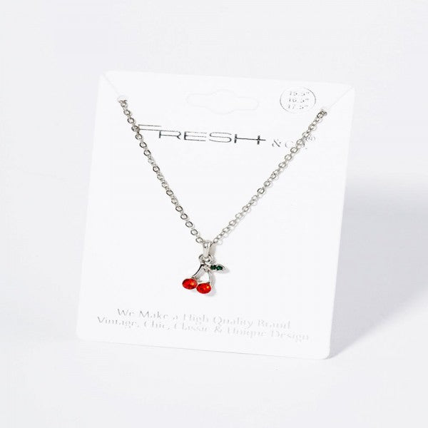 Rhinestone Cherry Necklace