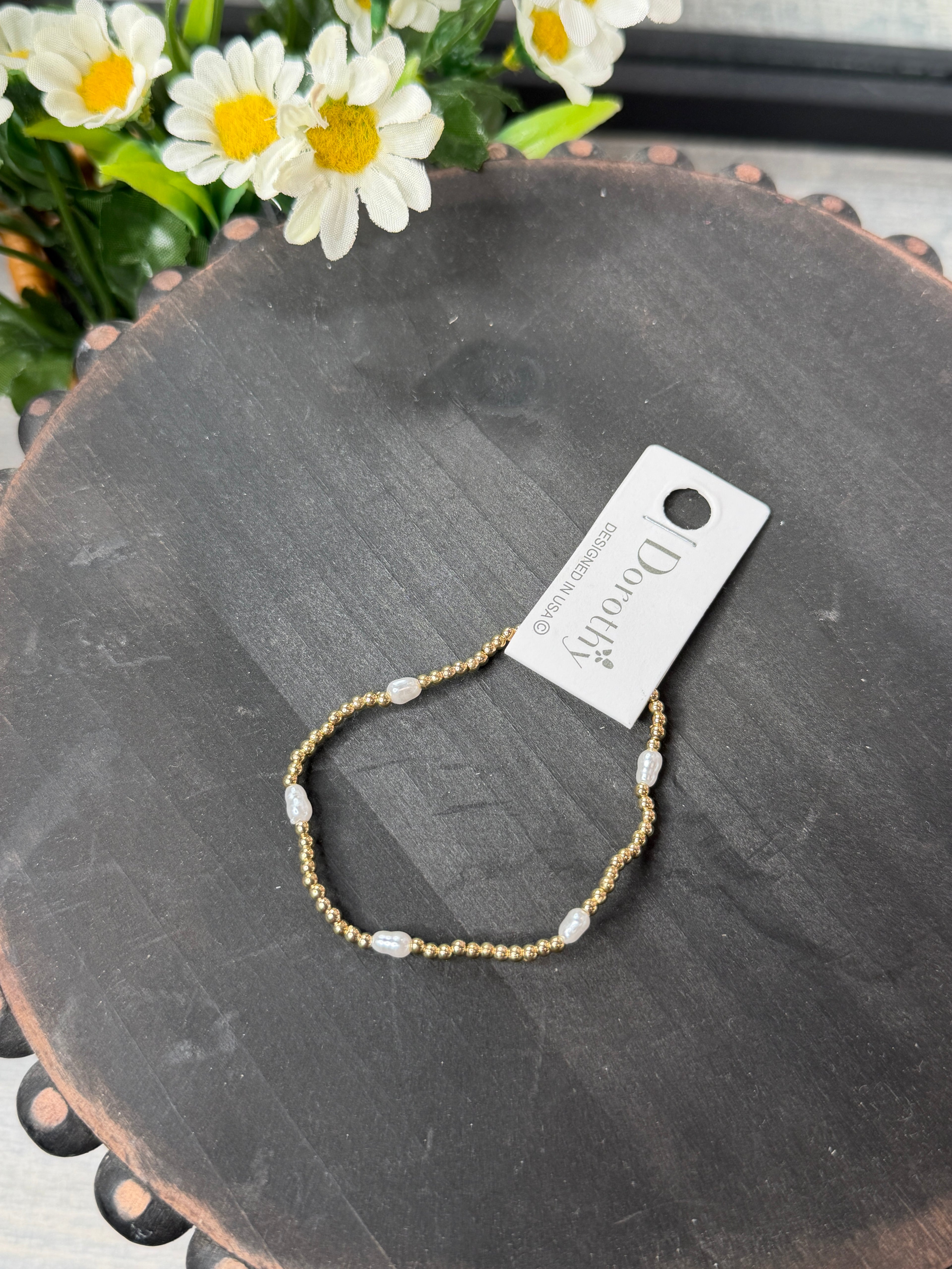 Golden Pearl Beaded Bracelet