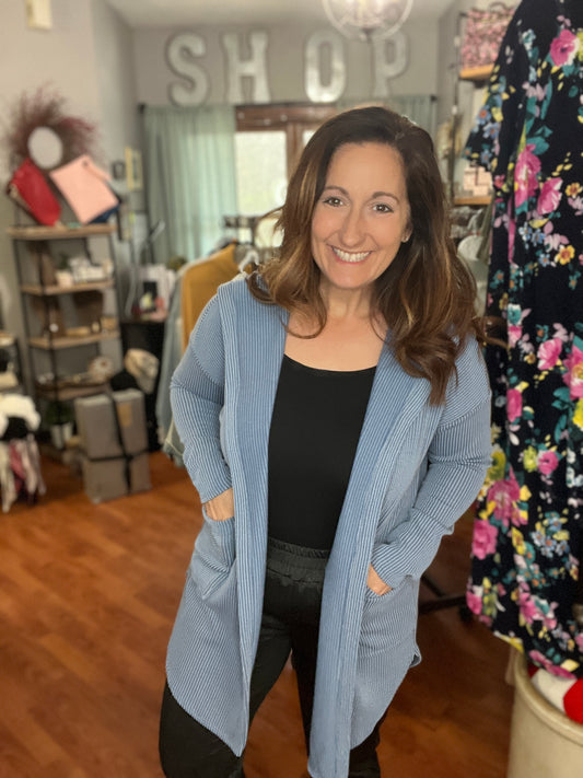 Cozy Denim Blue Cardi