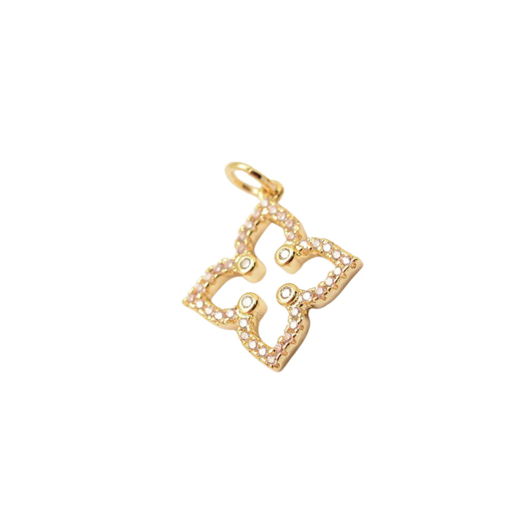 Gold Pave 4-Point Flower Charm