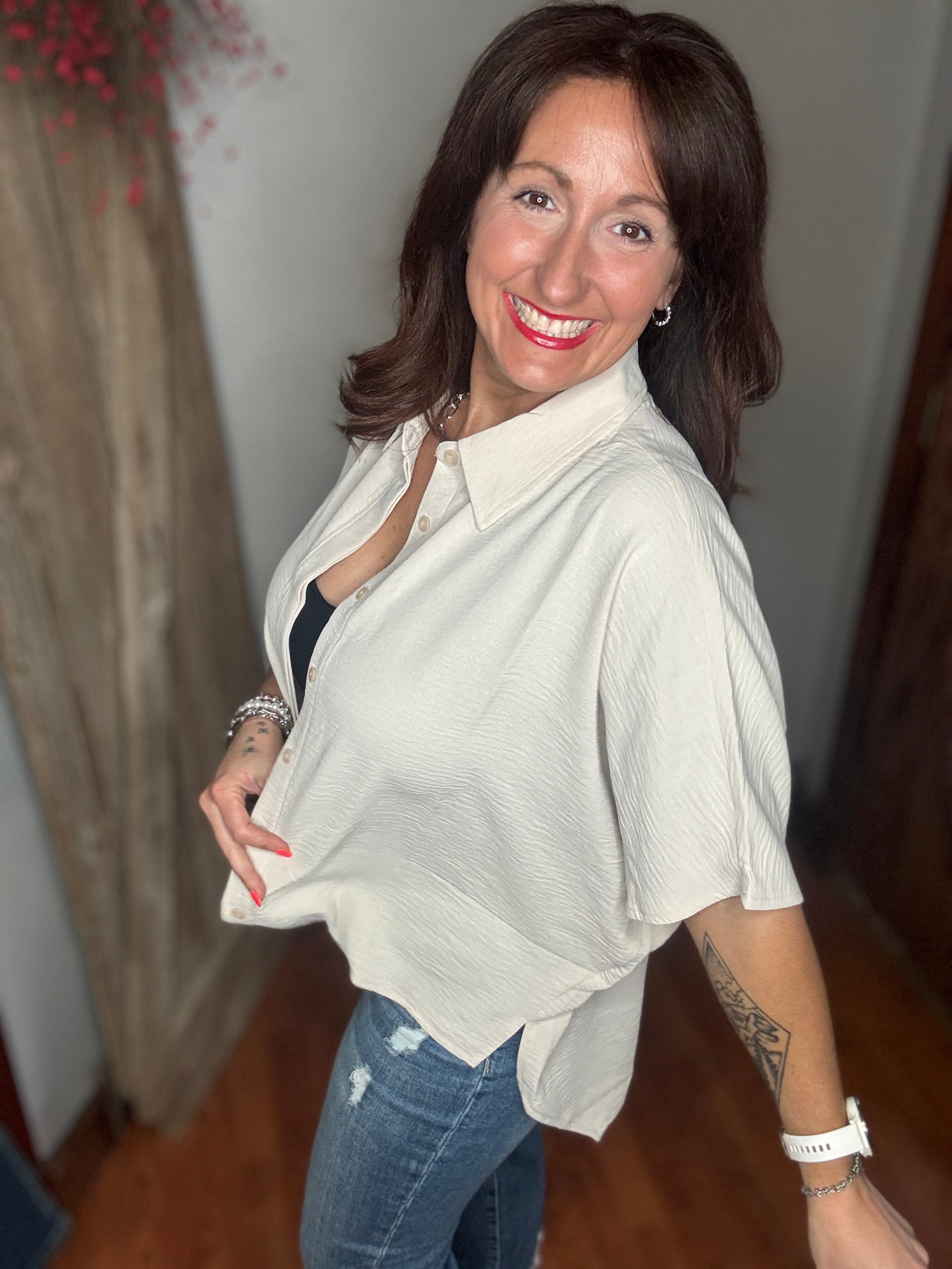 The Easy Breezy Top- Sand Beige